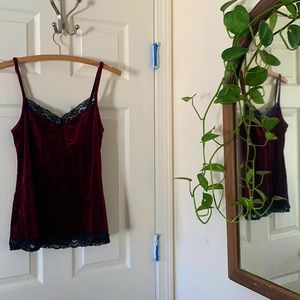Velvet slip with Black Lace lingerie top